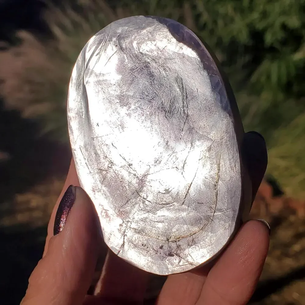 Brazilian Purple Mica Double Side Flash Crystal Palmstone Freeform 132 Grams